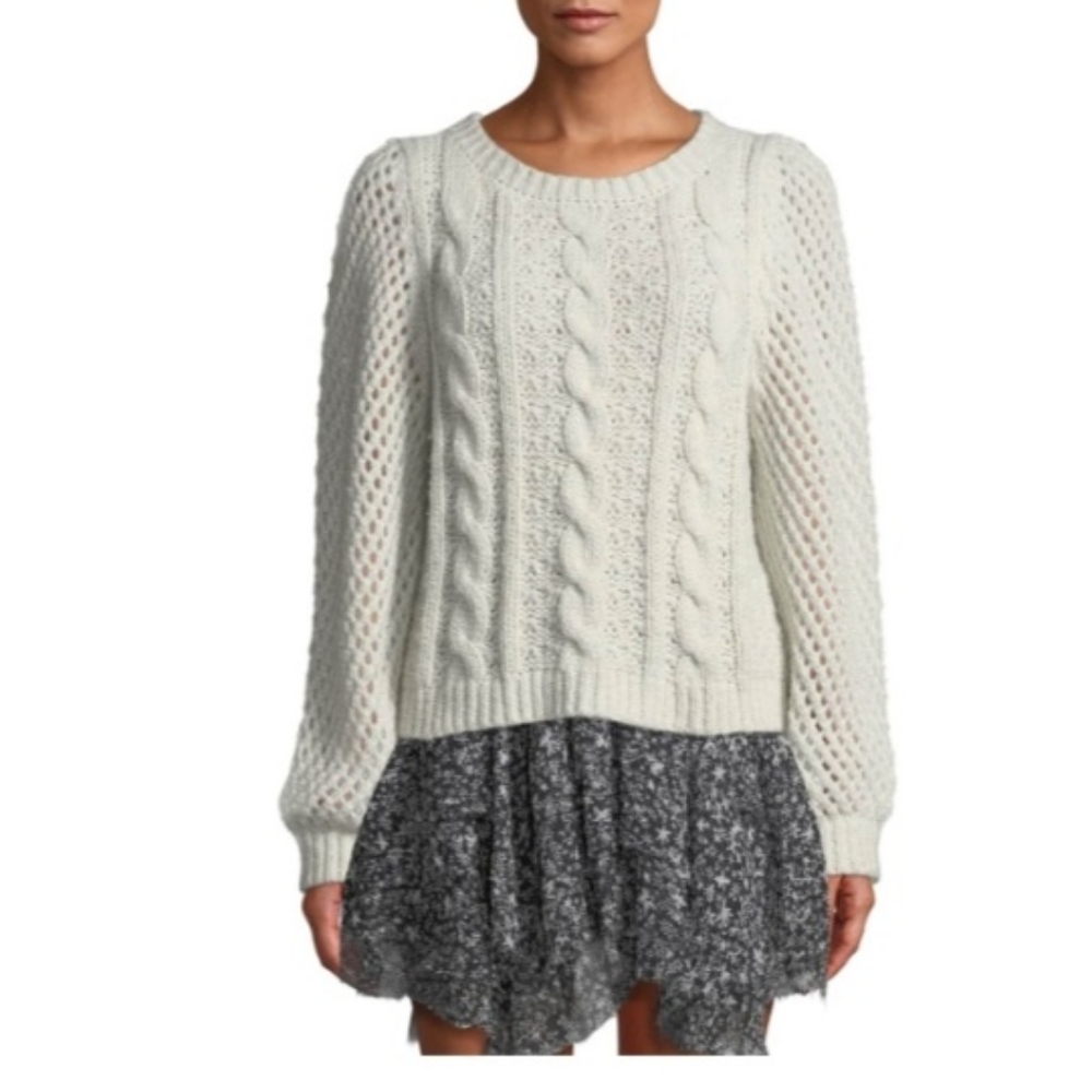 LoveShackFancy Rosie Cabled Knit Cozy Metallic Alpaca Sweater